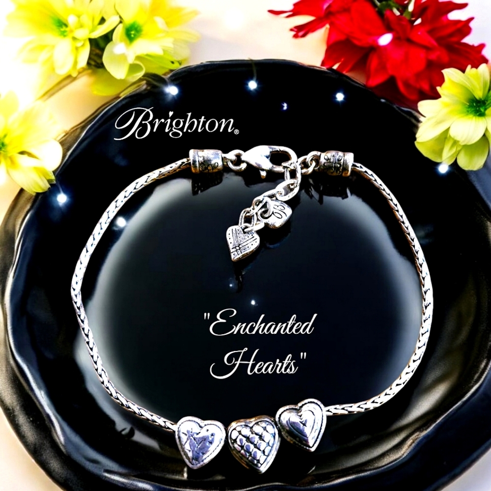 BRIGHTON "Enchanted Hearts" Silver Plate Anklet